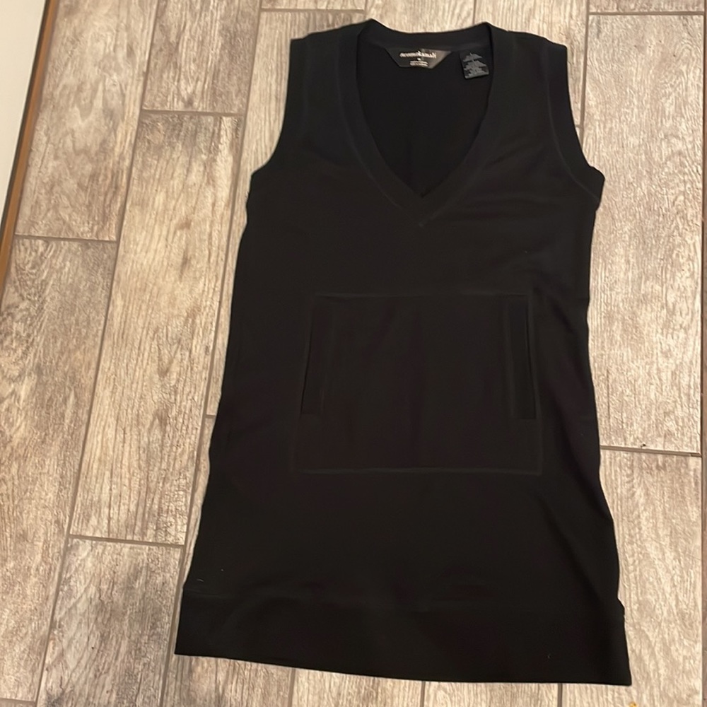 Norma Kamali Black V Neck Sleeveless Sweater Dress